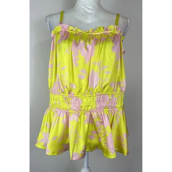 Torrid Peplum Square Neck Crop Cami Pink & Lime Yellow Plus Size 2X (18-20) - Picture 4 of 12